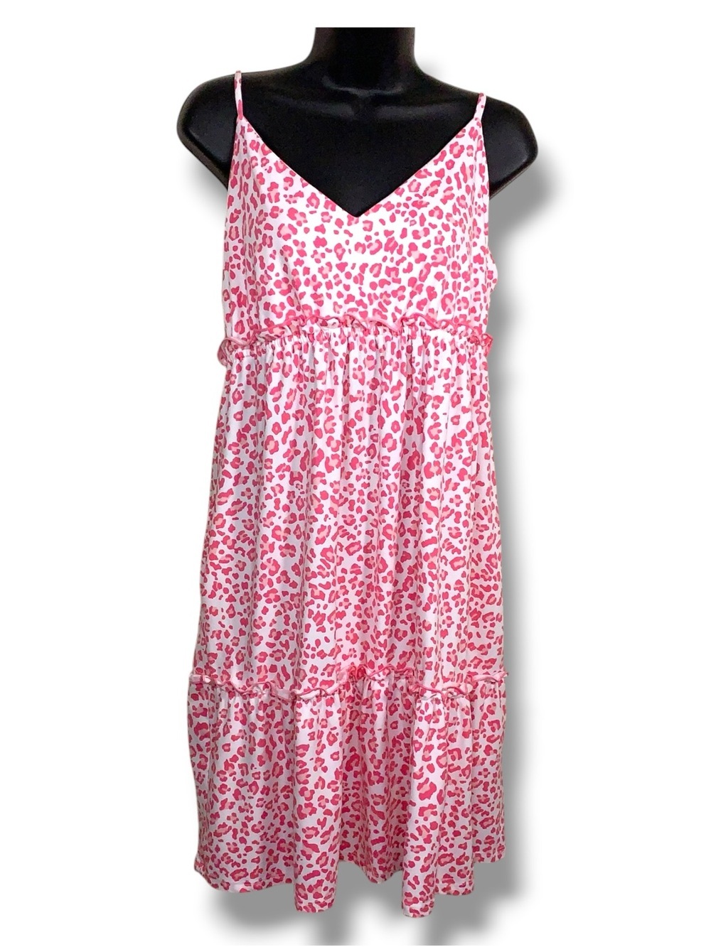 Juniors Large Culture Code White Pink Leopard Print Dress Sleeveless Stretch